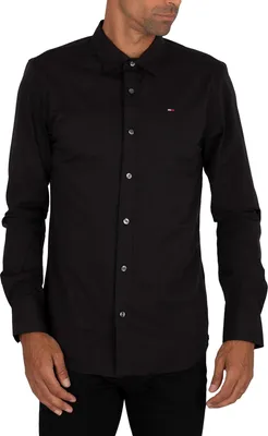 Produktbild von Tommy Jeans Herren Original Stretch Slim Shirt, Schwarz XXL