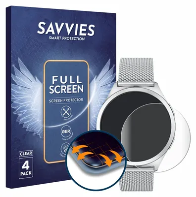 Produktbild von 4x Savvies Fullscreen Schutzfolie für NONGAMX Smartwatch 1.27" Displayschutz Folie Fullcover Klar Transparent