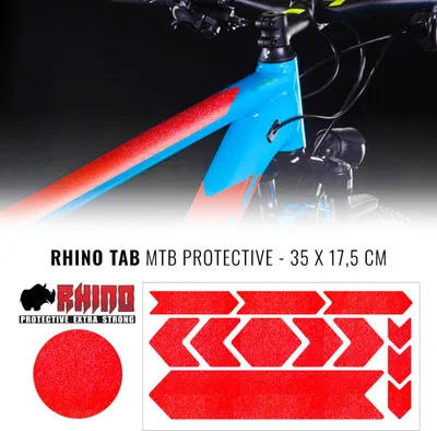Immagine prodotto di Kit adesivo di protezione telaio bici Rhino MTB, rosso fluo, 35 x 17,5 cm
