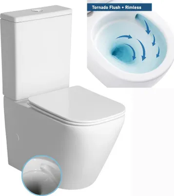 Zdjęcie produktu dla Domotechnika | Kompakt WC - 815X385X630 Mm - Biały - Bez obręczy - Miękkie zamknięcie - Wysokiej jakości ceramika