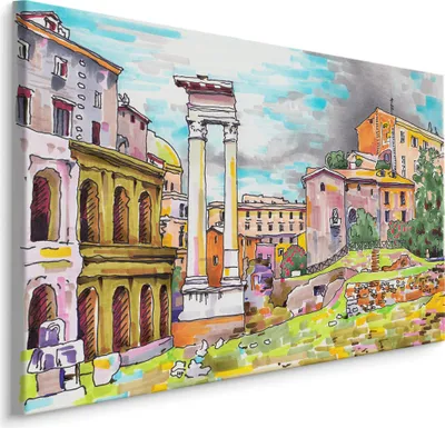 Produktbild von Fabelhafte Canvas LEINWAND BILDER 70x50 cm XXL Kunstdruck Rom Stadt Antik Gemalt