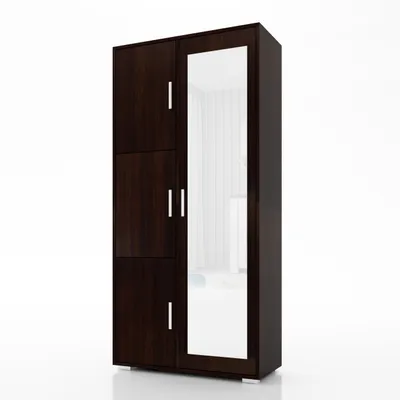 Produktbild von Garderobenschrank LUX 2, mit Spiegel und Fächern, Mehrzweckschrank, fertig aufgebaut, Wenge