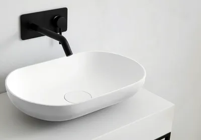 Immagine prodotto di Lavabo da appoggio O-541 - fusione minerale - colore bianco, grigio / bianco selezionabile, colore:bianco opaco