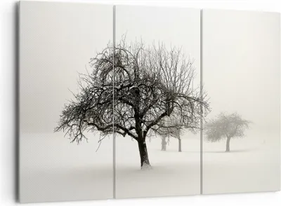 Produktbild von Bild auf Leinwand - Leinwandbild - 3 Teile - Bäume Schnee Nebel - 165x110cm - Wand Bild - Wanddeko - Wandbilder - Leinwanddruck - Bilder - Wanddekoration - Leinwand bilder - Wandbild - CE165x110-4136
