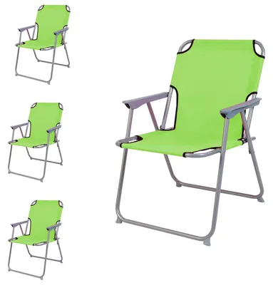 Image de 4 pièces Chaise de camping Tissu Oxfort Métal Citron vert