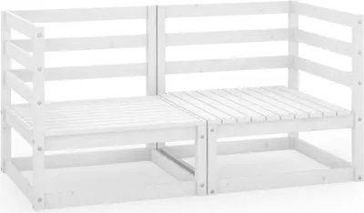 Produktbild von vidaXL Gartensofa 2-Sitzer Weiß Massivholz Kiefer