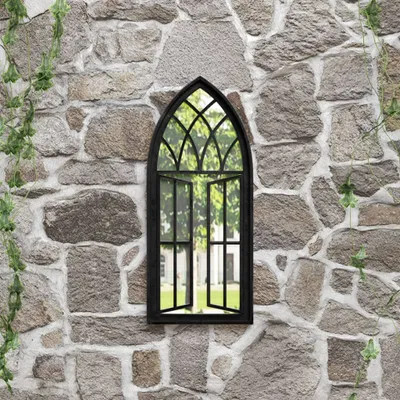 Obrázek produktu pro The Living Store Zahradní zrcadlo černé 70x30 cm železo