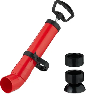 Produktbild von Abflussreiniger - 2 Aufsätze - Für Toilette - Dusche - Spüle - Mit Druckluft - Schwarz - Rot