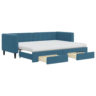 Immagine prodotto di vidaXL Letto da giorno allungabile con cassetti blu 80x200 cm in velluto
