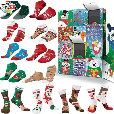 Imagen del producto de Calendario de adviento 2024 - 12 días - Calcetines de lana para mujer - Incluye 8 pares de calcetines y 4 pares de medias largas