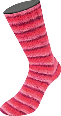 Produktbild von Lana Grossa Meilenweit 100 g COSY SOCKS Soft Stripes 400 m Flauschige Merino-Sockenwolle Farbe 105 - Bordeaux/Rosa/Himbeer/Pink