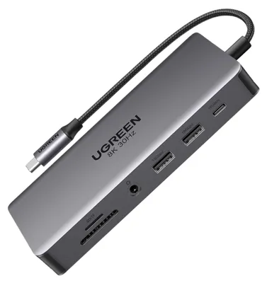 Obrázek produktu pro Rozbočovač Ugreen Cm681 15978 13W1 Usb-C - 2x Usb-A 3.2 / 2x Usb-A 3.0 / Usb-C 3.2 / 2x Hdmi / Displayport / Rj45 / Sd I Tf / Aux / Usb-C Pd