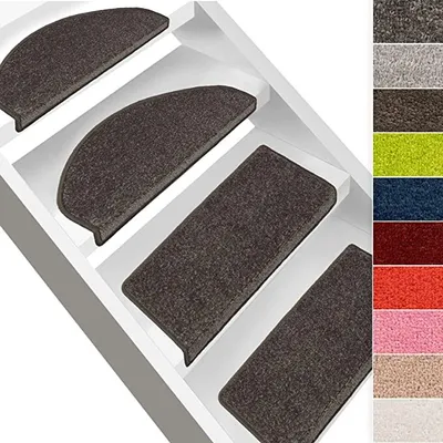 Produktbild von Stufenmatte Dynasty Velours Anthrazit Halbrund 23,5 x 65 cm