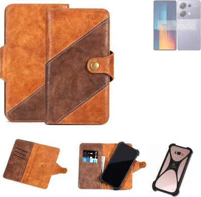 Produktbild von K-S-Trade Handyhülle Schutzhülle Bookstyle Case Wallet-Case kompatibel mit Xiaomi POCO M6 Pro Cover Klapphülle Kantenschutz Smartphone dunkelbraun