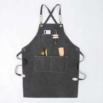 Produktbild von Canvas Kochschürze, Kreuz zurück Heavy Duty Arbeit Schürze mit verstellbaren Trägern und großen Taschen für Männer Frauen,(Stil 2)