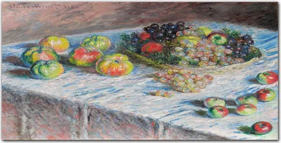 Produktbild von Coloray Bild aus Acryl 100 cm x 50 cm - Küche Wanddekoration Dekoration Wohnzimmer Gehärtetes Acryl Acrylblock mit Bild - Äpfel und Trauben Monet