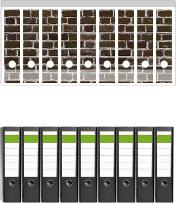 Produktbild von Wallario 9 Stück breite Ordner inkl. Klebeetiketten mit Motive Ziegelsteinwand in braun - Backsteine -  Set mit Rückenschildern / Ordnerrücken Stickern