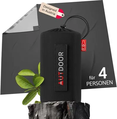 Obrázok produktu pre Cenovo výhodná plážová deka pre 4 osoby – odolná z recyklovaného nylonu – plážová podložka + karabínová spona. Malá a kompaktná pikniková deka na kempovanie, pikniky a turistiku.