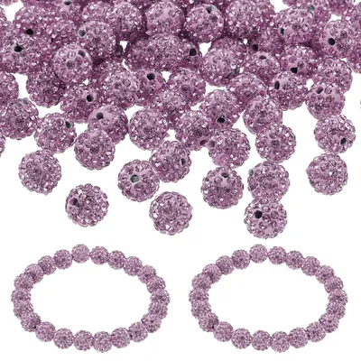 Image de Perles en strass - Perles disco de 10 mm en argile avec incrustations de strass - Accessoires de loisirs créatifs - Violet - 100 pièces
