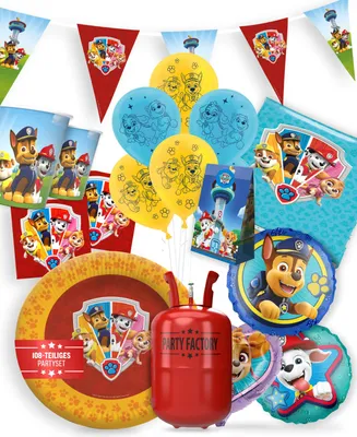 Produktbild von Paw Patrol Party Paket 108tlg mit Tischdecke Ballons Helium und Geschenktüten