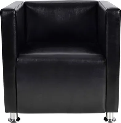 Image de Fauteuil cube noir similicuir