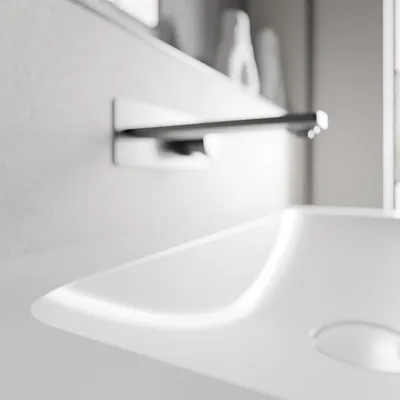 Produktbild von Unterschrank AVA 80 cm mit Mineralguss Waschbecken CREAM - Farbe wählbar, Auswahl Waschbecken:Weiß matt ohne Hahnloch, Farbe Badmöbel:Eiche Honiggold