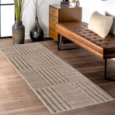 Produktbild von Teppium Hochflor Teppich Wohnzimmer Skandinavische Boho Design 3D Optik Teppich Shaggy Flauschig Weich, Grösse: 80x250 cm