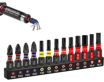 Produktbild von 13tlg. Schrauber Bit Set 25mm, Kreuzschlitz/Pozidriv/Torx/Hex/Schlitz, Schlagfest, Magnetisch, S2 Stahl