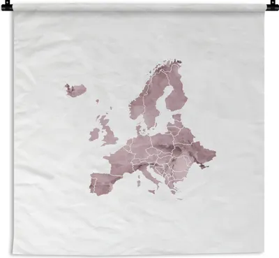 Produktbild von MuchoWow® Wandteppich Wandbehang Karten - Europa - Aquarell - Lila 150x150 cm Tapisserie Dekoration Wandtuch - Wohnaccessoires - Modernes