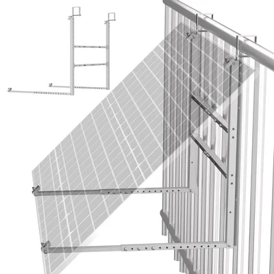 Produktbild von Balkonkraftwerk Halterung für Balkongeländer, 15°–45° verstellbares PV Montageset aus Aluminium für 400–600 W Solarmodule