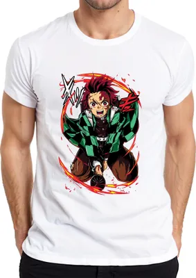 Produktbild von Tanjiro Kamado Dämonenjäger Schwert Flammen Anime Geschenk Herren T-Shirt, Weiß, S