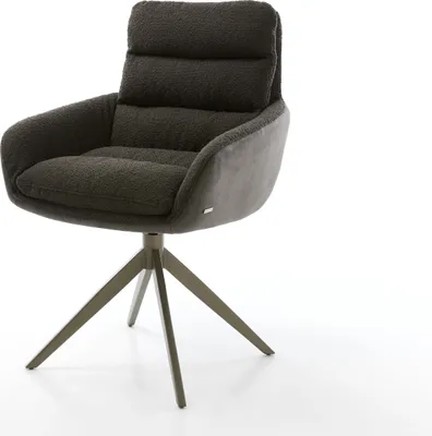 Produktbild von DELIFE Drehstuhl Abelia-Flex mit Armlehnen Materialmix Schwarz Kreuzgestell breit Effektfinish Titan 360° drehbar Wippfunktion