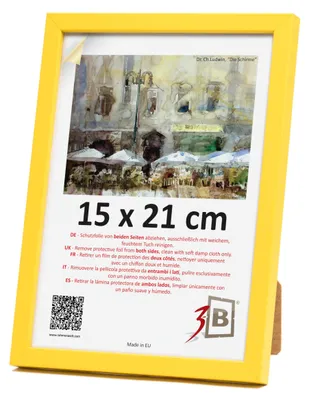 Imagen del producto de Marco de fotos de madera, color amarillo, 15 x 21 cm, con cubierta de metacrilato, ideal para fotos e imágenes