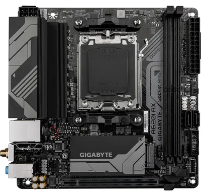 Produktbild von GIGABYTE A620I AX Motherboard - Unterstützt AMD Ryzen 8000 CPUs, 5+2+1 Phasen Digital VRM, bis zu 6400MHz DDR5 (OC), 1xPCIe 4.0 M.2, Wi-Fi 6E, 2.5GbE LAN, USB 3.2 Gen 2