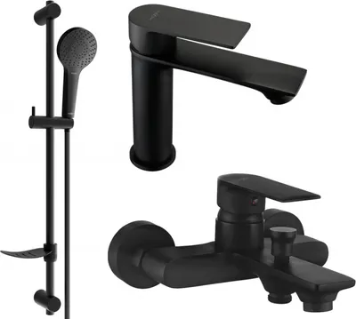 Produktbild von Mexen Royo DF05 Badewannenset, Schwarz - 72203DF05-70