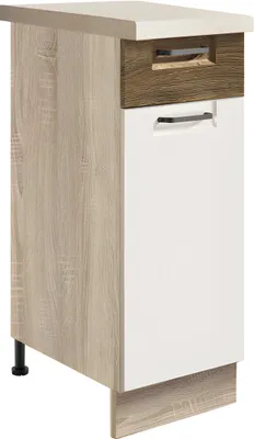 Produktbild von Favorit RIBBECK 1D – Unterschrank 30 cm mit Schublade und Tür, Weiß Hochglanz