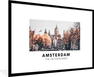 Produktbild von MuchoWow® Gerahmtes Poster Amsterdam - Niederlande - Brücke 90x60 cm - Poster mit Schwarzem Bilderrahmen Wandposter Rahmen Foto Bilder - Wanddekoration - Fotos