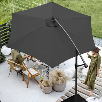 Produktbild von Wolketon 3m-3.5m Sonnenschirm Neigbar Ampelschirm Balkonschirm Marktschirm UV40+ Gartenschirm,Grau,3.5m