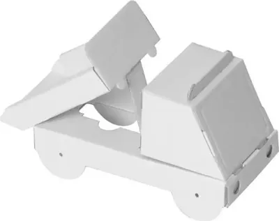 Produktbild von Spielzeug-Kipper aus Pappe mit Kippfunktion und Anhängerkupplung, 9,5x21x11 cm, als Geschenkverpackung