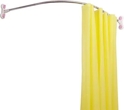 Produktbild von Famanu Gebogene Duschvorhangstange ohne Bohren - L-Form, mit Saugnäpfen, Edelstahl, 115,5 × 115,5 cm