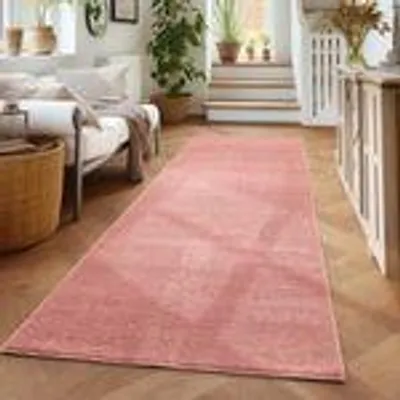 Produktbild von Weicher Teppich mit einfarbigem Design - Moderner Look für Wohnzimmer und Schlafzimmer, Größe: 80 x 150 cm, Farbe: Rosa
