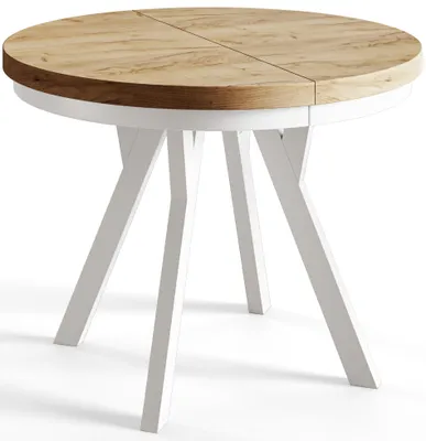 Produktbild von Esstisch Rund Evo, Moderner Esstich Ausziehbar, Tisch mit Stabile Konstruktion, Durchmesser 80 - 130 cm, Farbe Craft