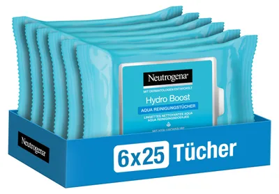 Produktbild von Neutrogena Hydro Boost Aqua Reinigungstücher, 6 x 25 Stk