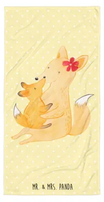 Produktbild von Mr. & Mrs. Panda Badehandtuch Fuchs Mama - Gelb Pastell - Geschenk, Mutter, Handtuch, Schoß, Duschhandtuch, Duschtuch, Tochter, Strandtuch, Strandlaken, Muttertag