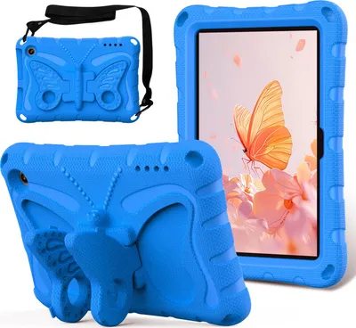 Obrázek produktu pro Dětské pouzdro pro Amazon Fire HD 7" 2022, lehké EVA pouzdro proti nárazům s ramenním popruhem a motýlkovým stojánkem Modrá