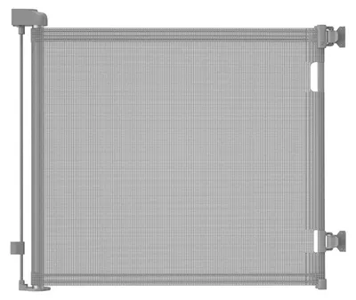 Produktbild von Treppenschutzgitter Ausziehbar Grau, 1 Stück, Max. 140 cm Breite, 84 cm Höhe, Für Baby Und Haustiere Innen Und Außen