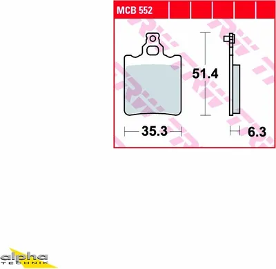 Produktbild von TRW Bremsbelagsatz MCB552 RS50 SE Trigger 50 D01 Caballero 80  KS80 Super 65 SX W4 50