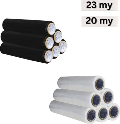 Produktbild von Stretchfolie Palettenfolie Wickelfolie Strechfolie Folie 6 Rollen 20my/ 285 m/ Schwarz S1