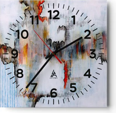 Produktbild von Wanduhr - Quadrat - Glasuhr - Abstraktion modern - 30x30cm - Schleichendes Uhrwerk - Lautlos - zum Aufhängen bereit - Dekoration Modern - Wanddekoration aus Glas - C4AC30x30-3676