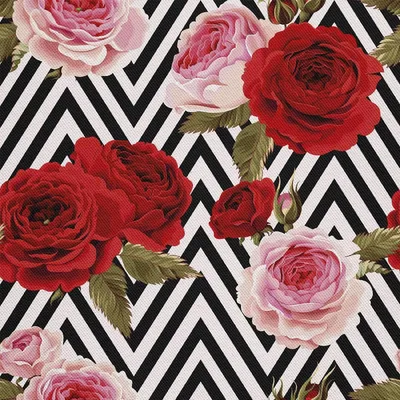 Immagine prodotto di OUTDOOR DECOSTOFFE OXFORD - Motivo rose su zigzag I DX510